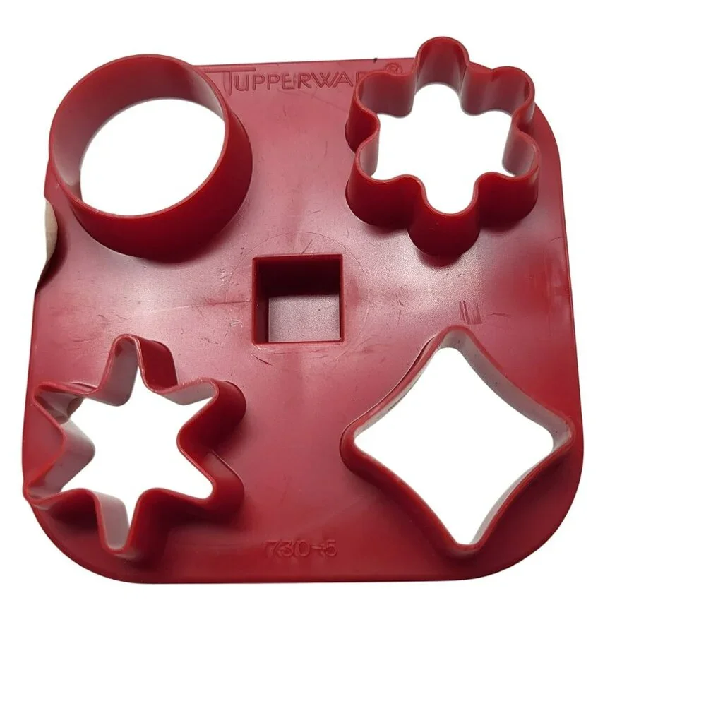 Vintage Tupperware Red Cookie Cutters Set Canape Garnish Mini Cookies Set of 2